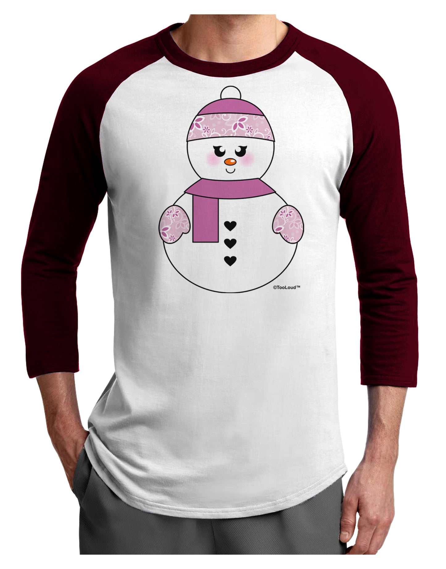 Cute Girl Snowman - Christmas Adult Raglan Shirt by TooLoud-TooLoud-White-Cardinal-X-Small-Davson Sales