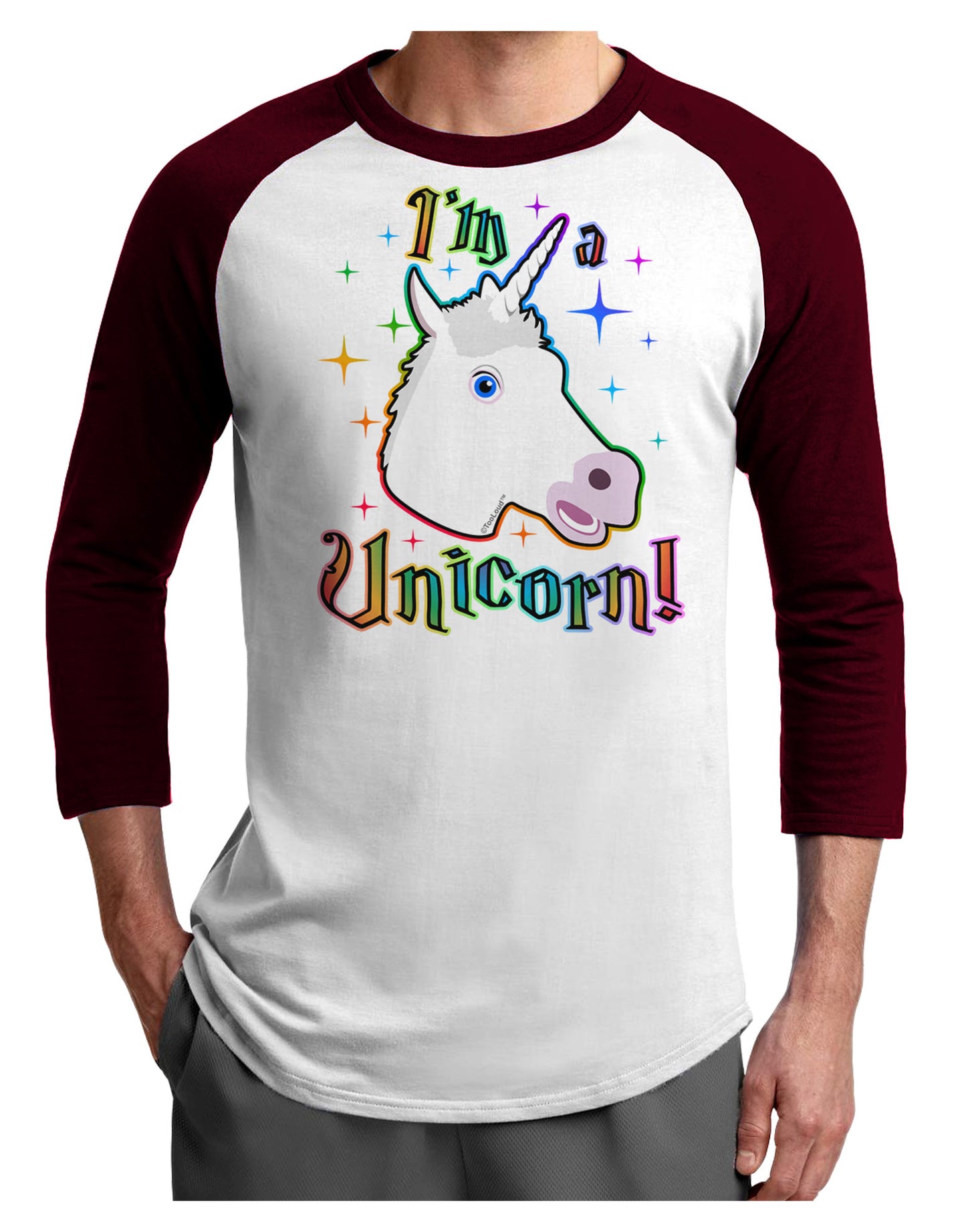 I'm a Unicorn Adult Raglan Shirt-Raglan Shirt-TooLoud-White-Cardinal-X-Small-Davson Sales