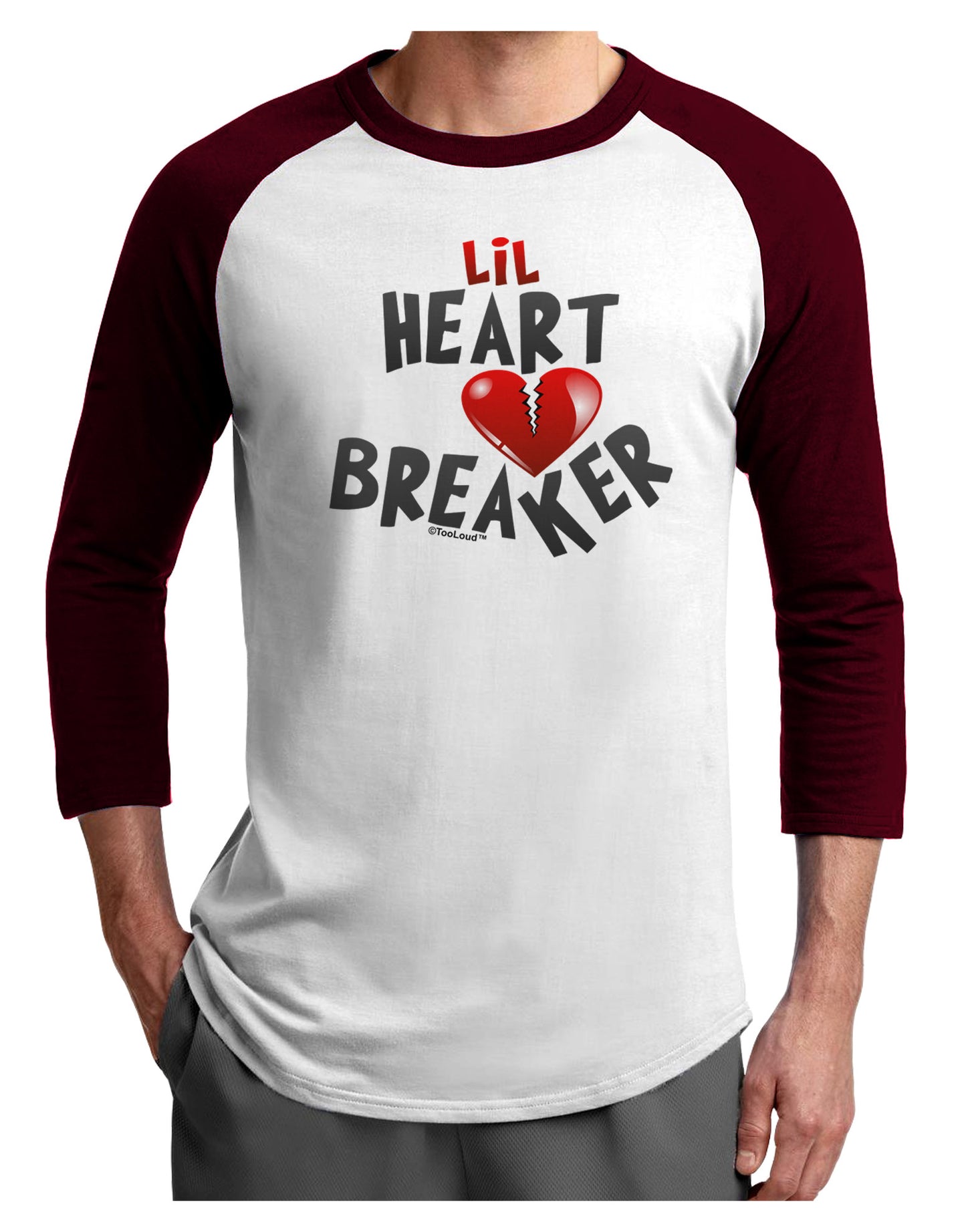 Lil Heart Breaker Adult Raglan Shirt-Raglan Shirt-TooLoud-White-Cardinal-X-Small-Davson Sales