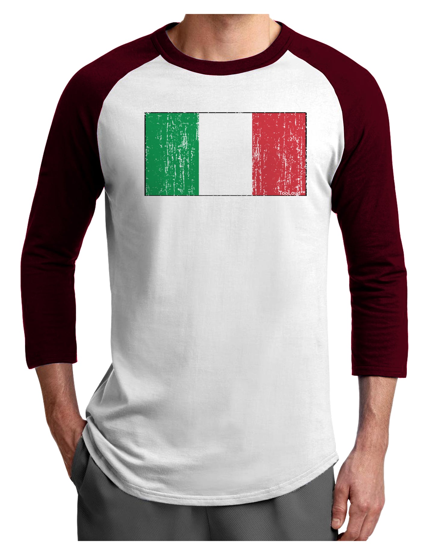 Italian Flag - Distressed Adult Raglan Shirt by TooLoud-TooLoud-White-Cardinal-X-Small-Davson Sales