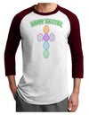 Happy Easter Egg Cross Faux Applique Adult Raglan Shirt-Raglan Shirt-TooLoud-White-Cardinal-X-Small-Davson Sales