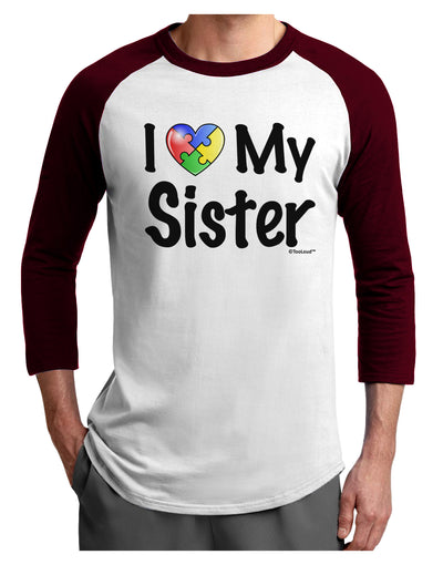 I Heart My Sister - Autism Awareness Adult Raglan Shirt by TooLoud-TooLoud-White-Cardinal-X-Small-Davson Sales