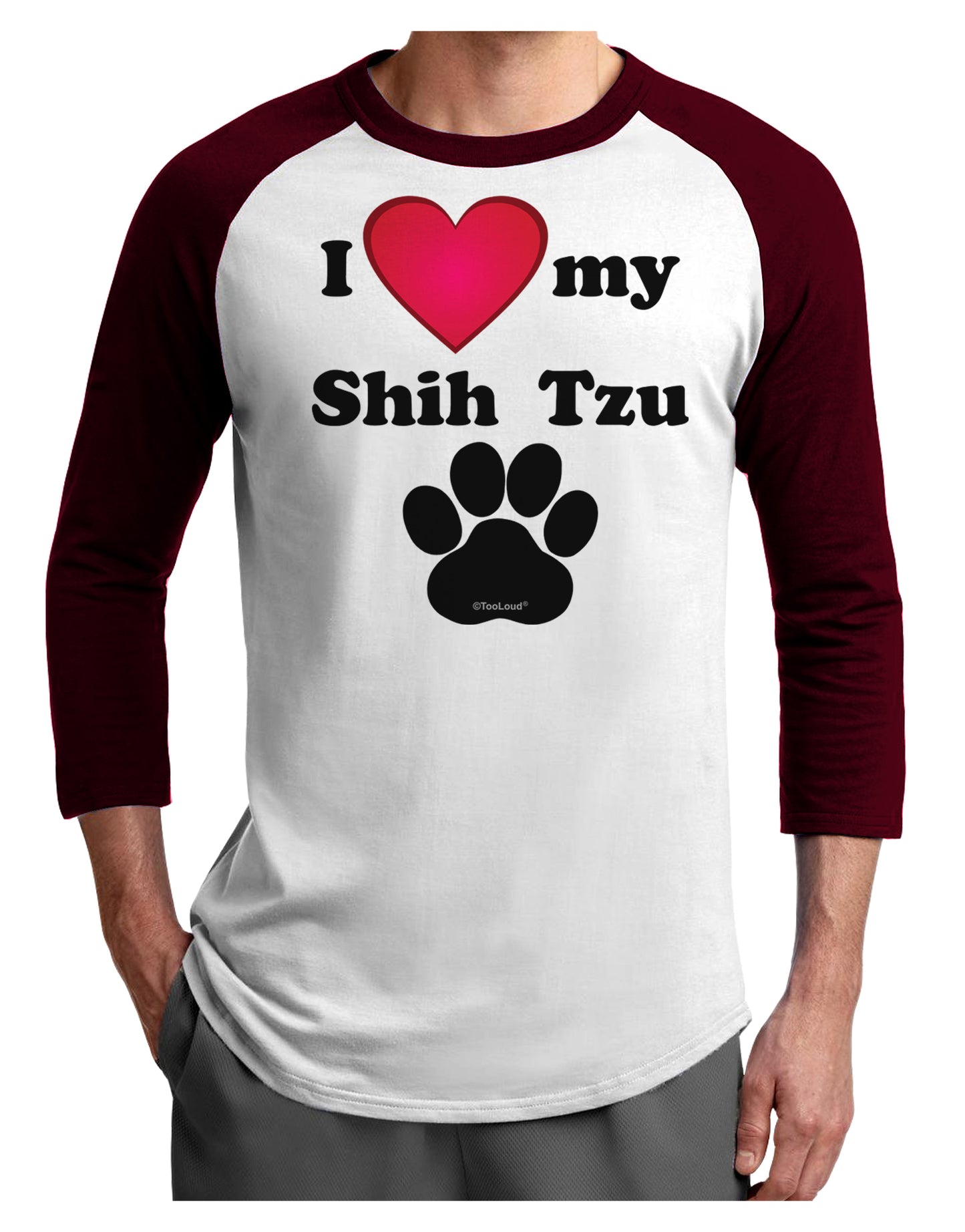 I Heart My Shih Tzu Adult Raglan Shirt by TooLoud-TooLoud-White-Cardinal-X-Small-Davson Sales