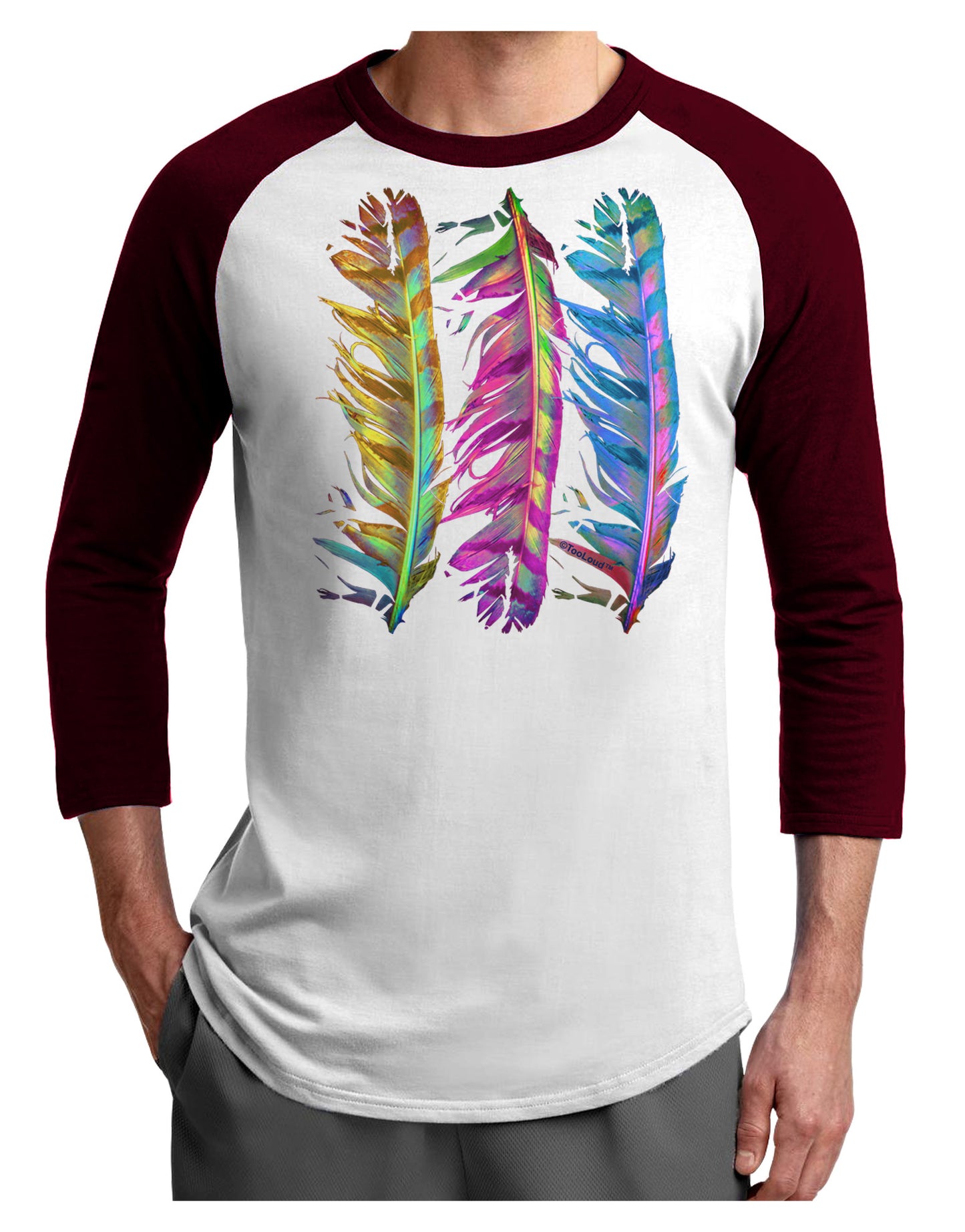 Magic Feathers Adult Raglan Shirt-Raglan Shirt-TooLoud-White-Cardinal-X-Small-Davson Sales