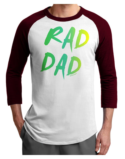 Rad Dad Design - 80s Neon Adult Raglan Shirt-Raglan Shirt-TooLoud-White-Cardinal-X-Small-Davson Sales