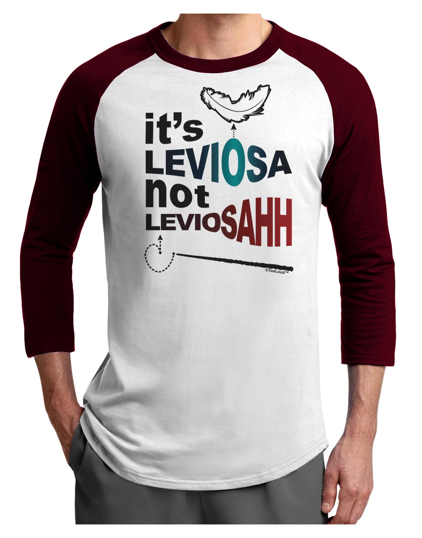 It's LeviOsa not LeviosAHH Adult Raglan Shirt-Raglan Shirt-TooLoud-White-Cardinal-X-Small-Davson Sales