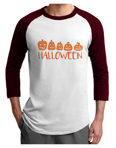 Halloween Pumpkins Adult Raglan Shirt-Mens T-Shirt-TooLoud-White-Cardinal-X-Small-Davson Sales