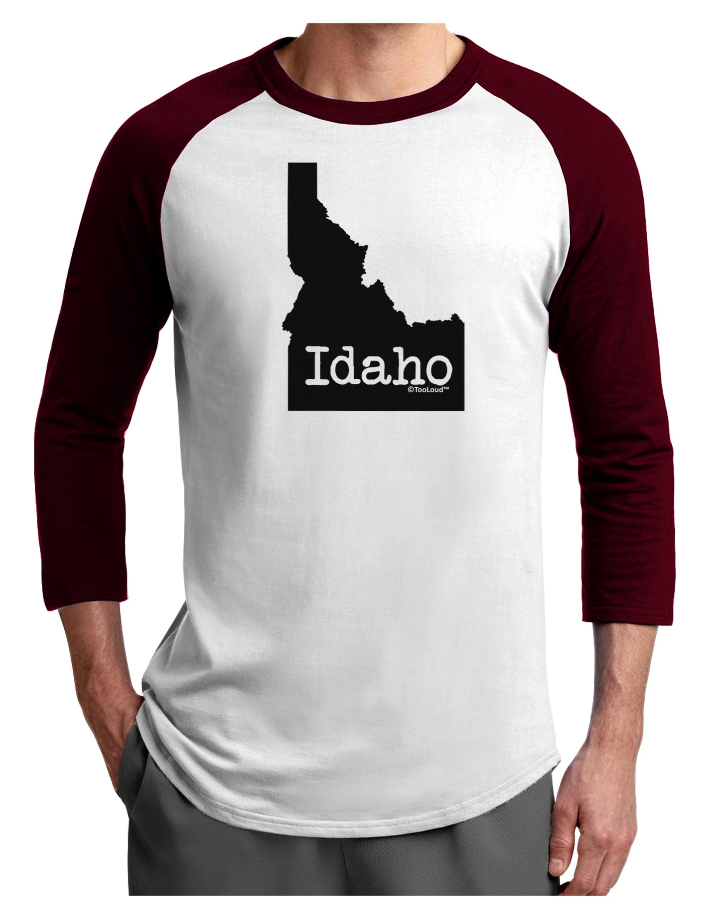 Idaho - United States Shape Adult Raglan Shirt by TooLoud-TooLoud-White-Cardinal-X-Small-Davson Sales