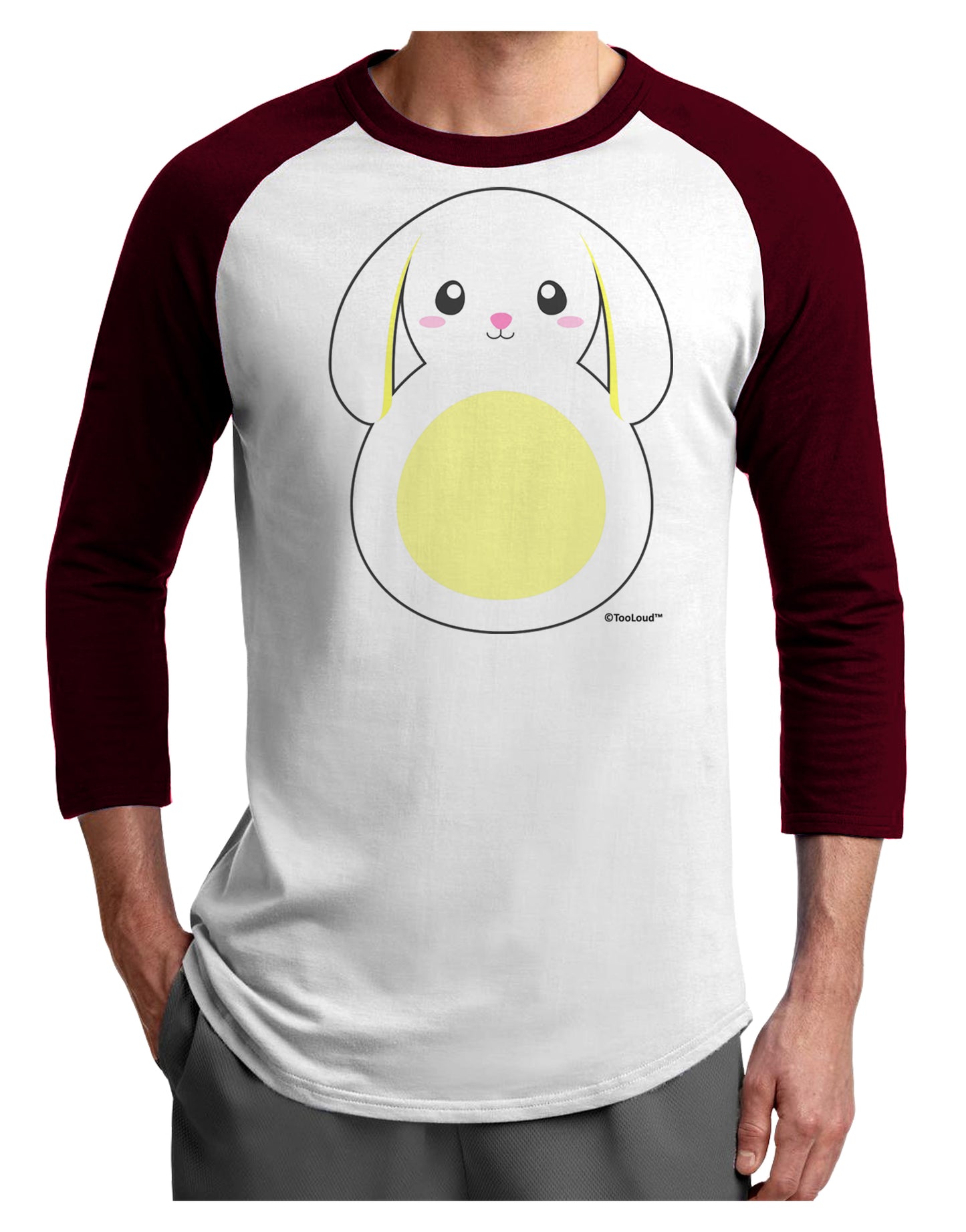 Cute Bunny with Floppy Ears - Yellow Adult Raglan Shirt by TooLoud-TooLoud-White-Cardinal-X-Small-Davson Sales