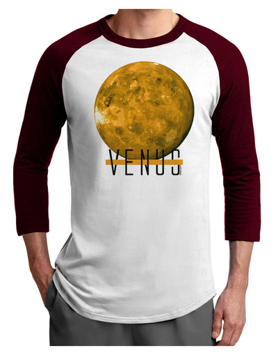 Planet Venus Text Adult Raglan Shirt-Raglan Shirt-TooLoud-White-Cardinal-X-Small-Davson Sales