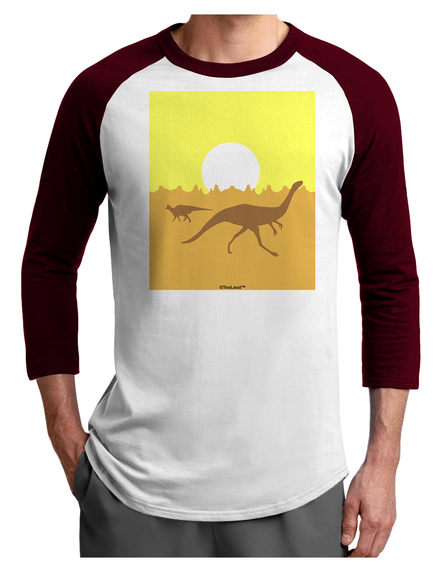 Jurassic Dinosaur Sunrise Adult Raglan Shirt by TooLoud-TooLoud-White-Cardinal-X-Small-Davson Sales
