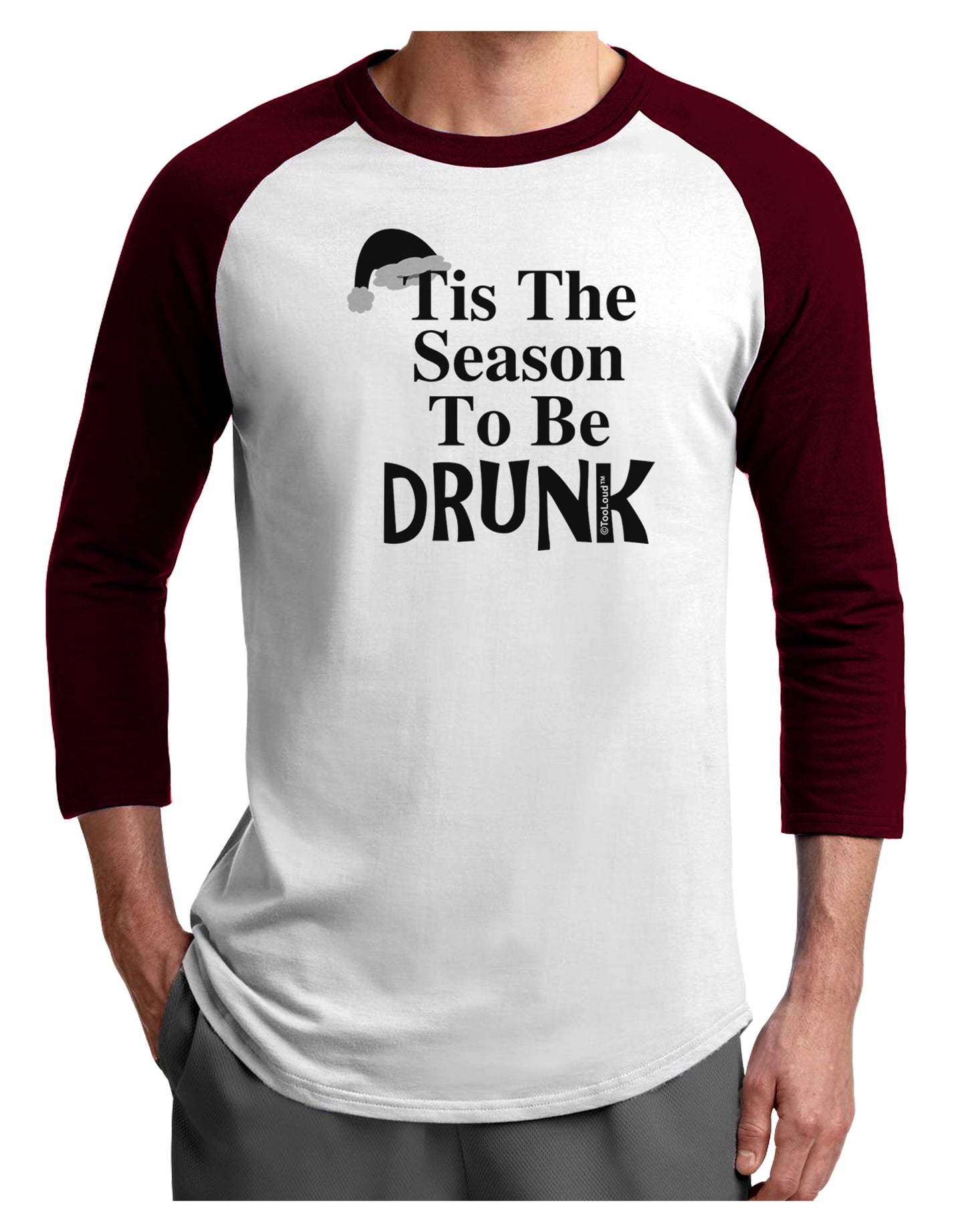 Season To Be Drunk BnW Adult Raglan Shirt-Raglan Shirt-TooLoud-White-Cardinal-X-Small-Davson Sales
