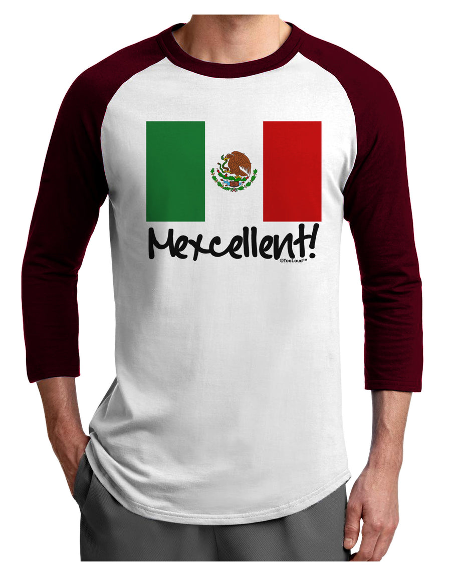 Mexcellent - Mexican Flag Adult Raglan Shirt-TooLoud-White-Black-X-Small-Davson Sales