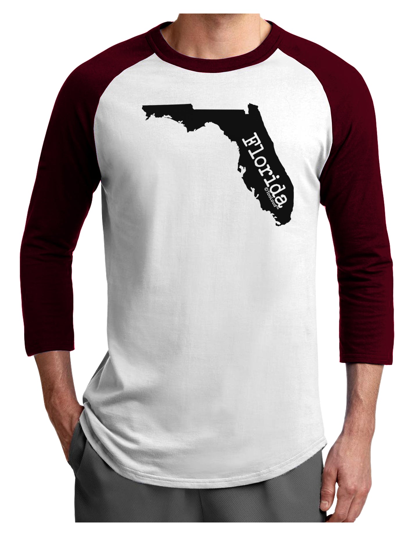 Florida - United States Shape Adult Raglan Shirt by TooLoud-TooLoud-White-Cardinal-X-Small-Davson Sales
