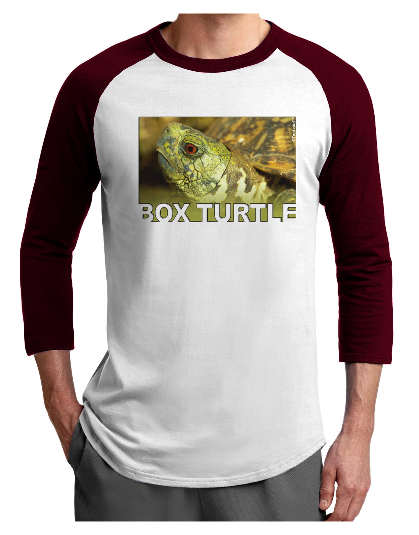 Menacing Turtle with Text Adult Raglan Shirt-Raglan Shirt-TooLoud-White-Cardinal-X-Small-Davson Sales