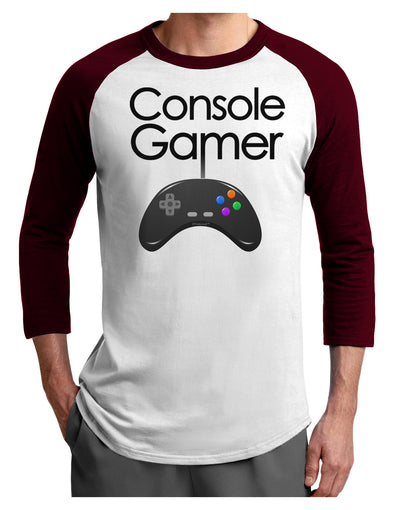 Console Gamer Adult Raglan Shirt-TooLoud-White-Cardinal-X-Small-Davson Sales