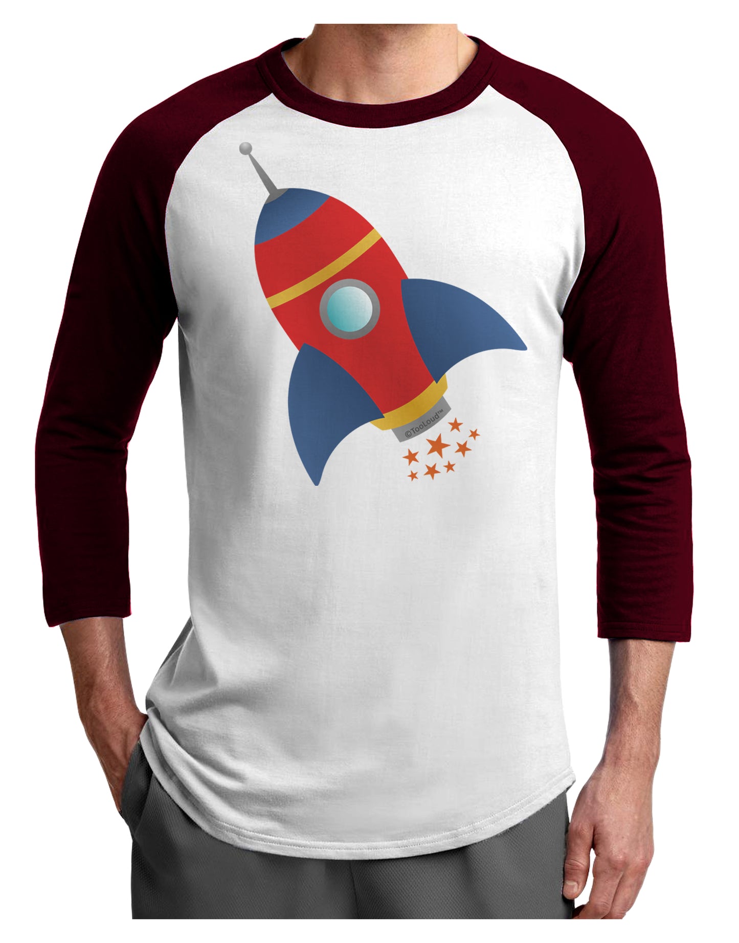 Space Rocket Ship and Stars Adult Raglan Shirt by TooLoud-TooLoud-White-Cardinal-X-Small-Davson Sales