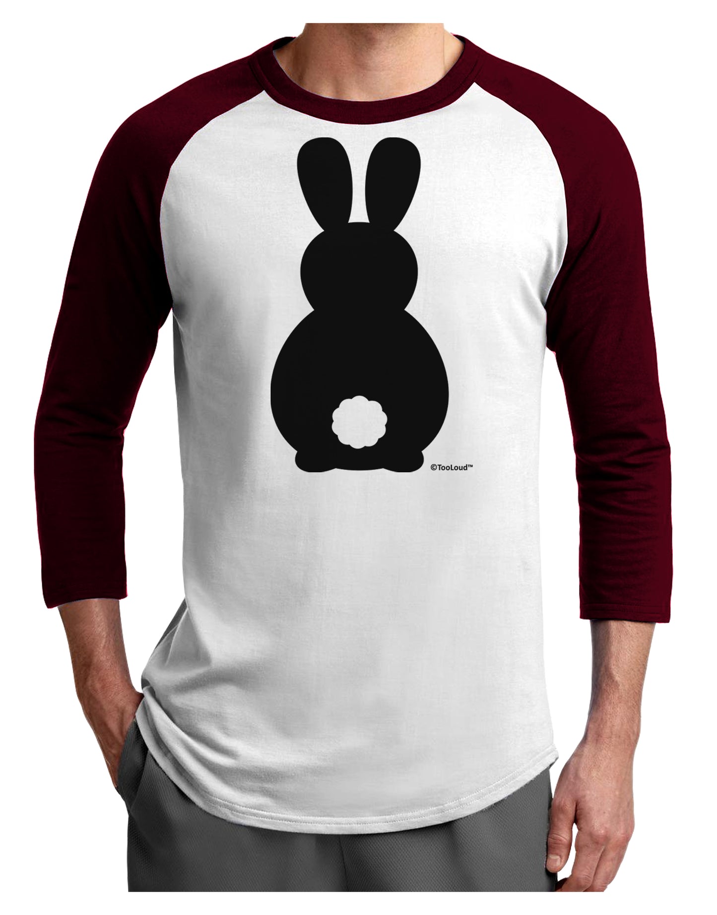 Cute Bunny Silhouette with Tail Adult Raglan Shirt by TooLoud-TooLoud-White-Cardinal-X-Small-Davson Sales