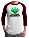 Alien DJ Adult Raglan Shirt-TooLoud-White-Cardinal-X-Small-Davson Sales