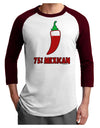 Seventy-Five Percent Mexican Adult Raglan Shirt-TooLoud-White-Cardinal-X-Small-Davson Sales