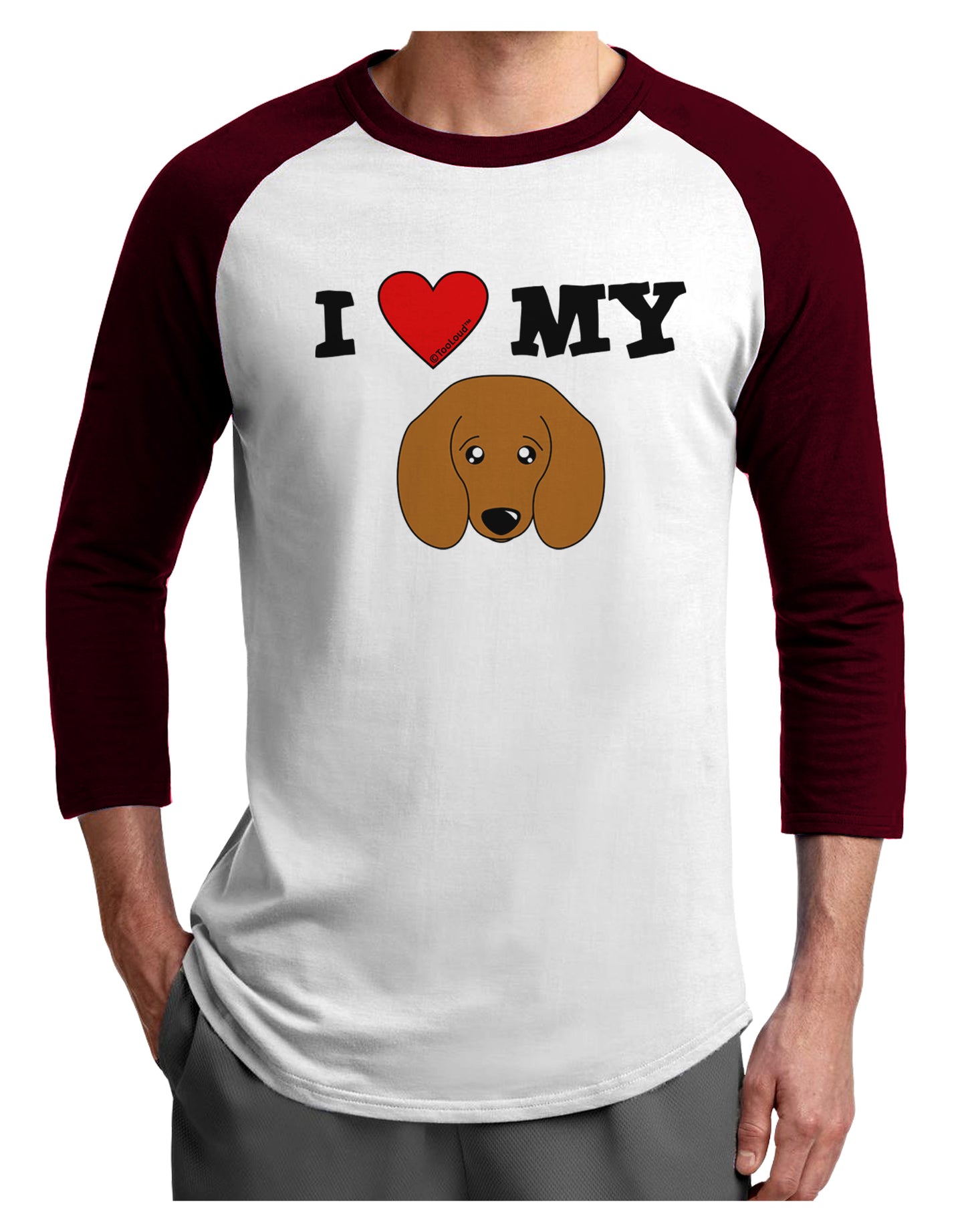 I Heart My - Cute Doxie Dachshund Dog Adult Raglan Shirt by TooLoud-TooLoud-White-Cardinal-X-Small-Davson Sales