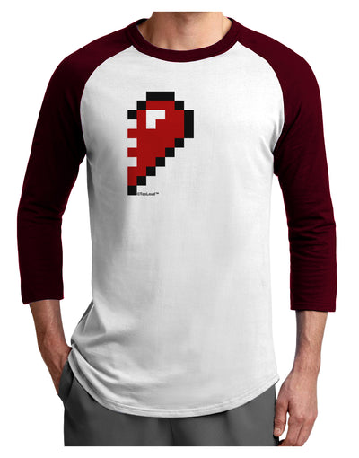 Couples Pixel Heart Design - Right Adult Raglan Shirt by TooLoud-TooLoud-White-Cardinal-X-Small-Davson Sales