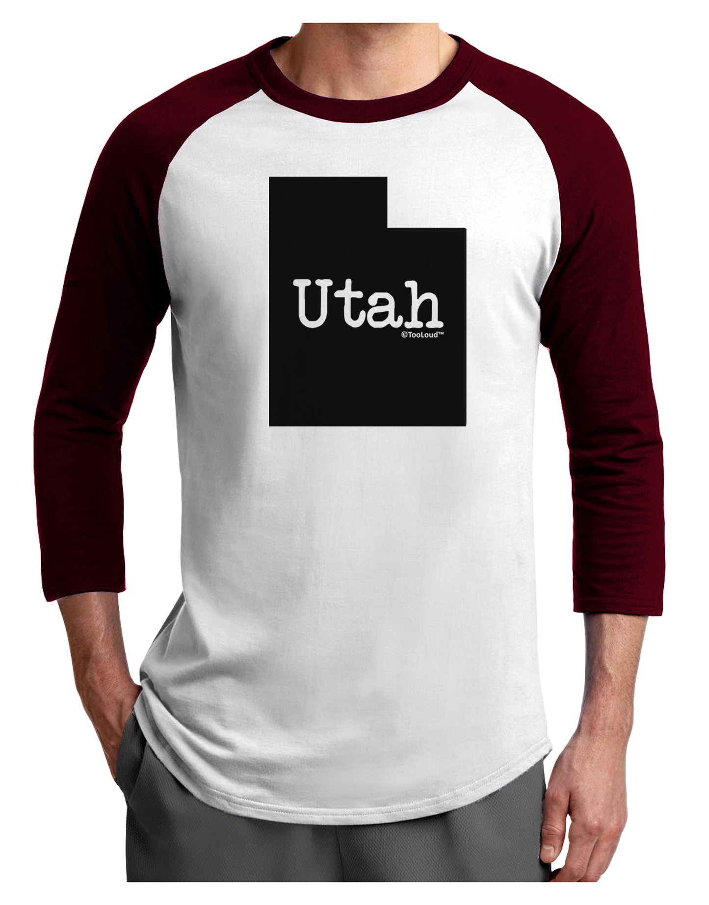 Utah - United States Shape Adult Raglan Shirt by TooLoud-TooLoud-White-Cardinal-X-Small-Davson Sales