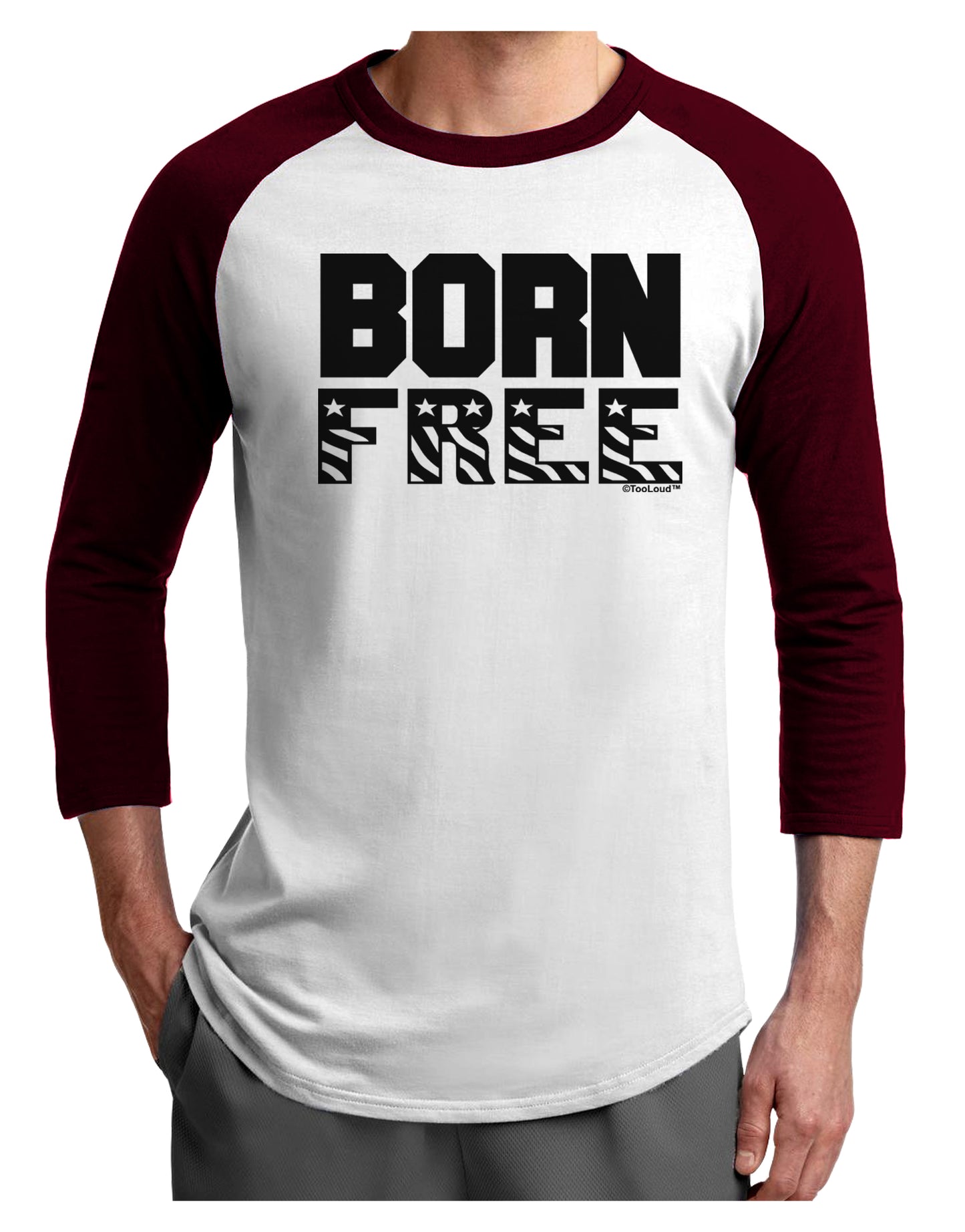 Born Free Adult Raglan Shirt by TooLoud-TooLoud-White-Cardinal-X-Small-Davson Sales