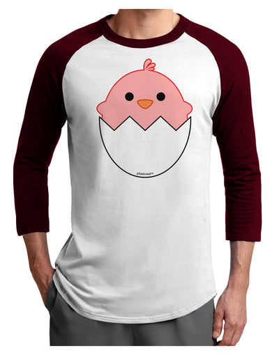 Cute Hatching Chick - Pink Adult Raglan Shirt by TooLoud-TooLoud-White-Cardinal-X-Small-Davson Sales