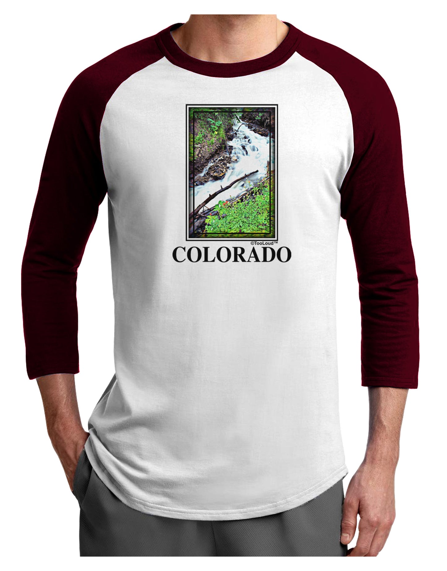 Colorado White River Text Adult Raglan Shirt-Raglan Shirt-TooLoud-White-Cardinal-X-Small-Davson Sales