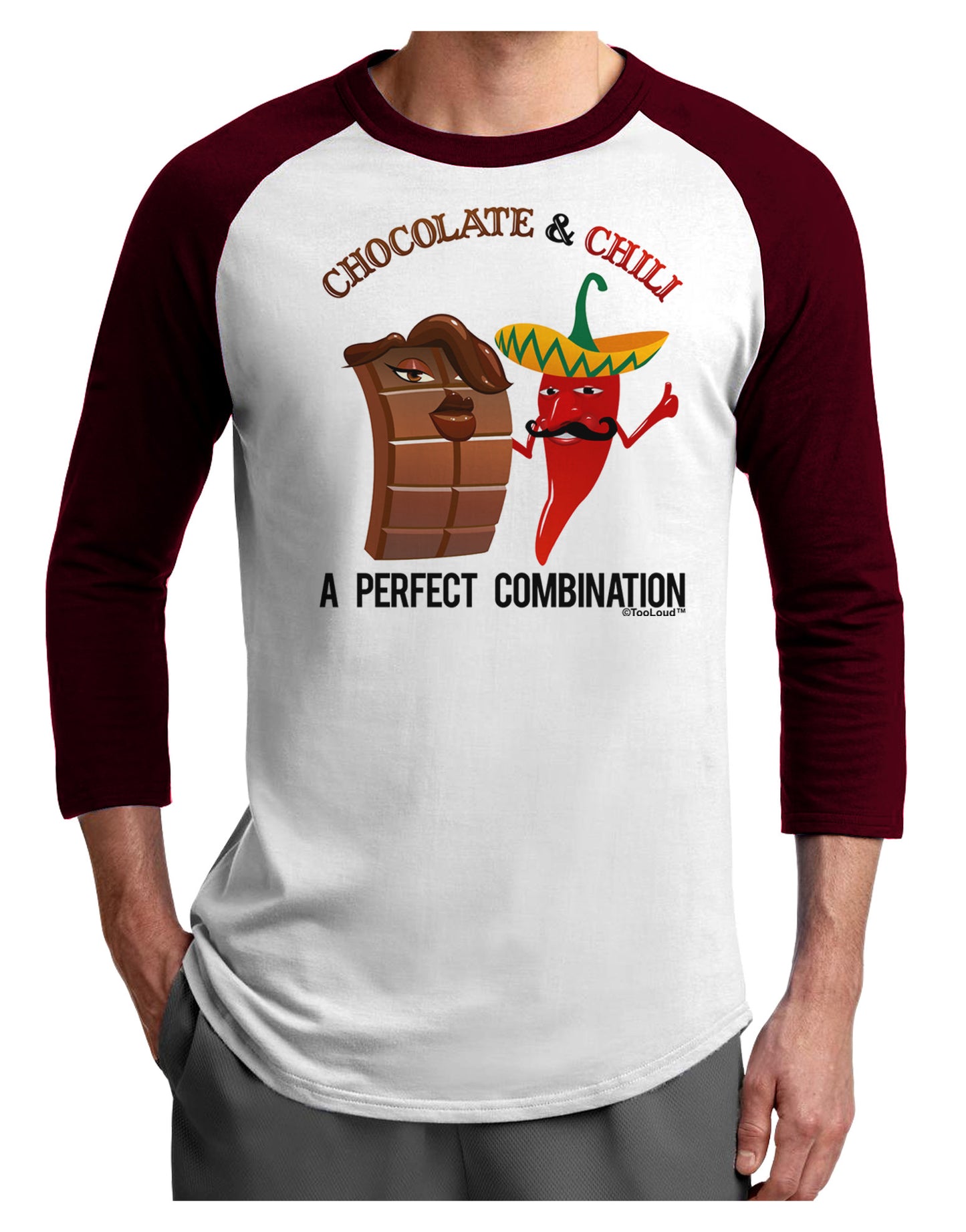Chiles and Chocolate Adult Raglan Shirt-Raglan Shirt-TooLoud-White-Cardinal-X-Small-Davson Sales