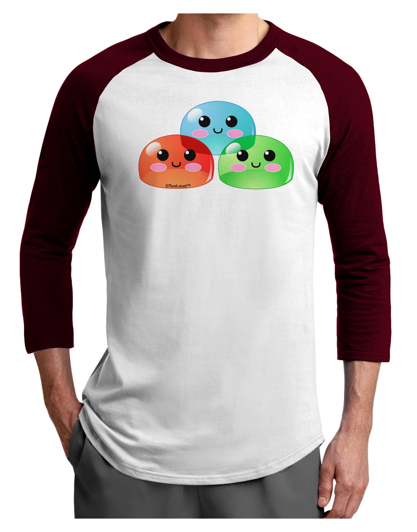 Cute RPG Slime - Trio Adult Raglan Shirt by TooLoud-TooLoud-White-Cardinal-X-Small-Davson Sales