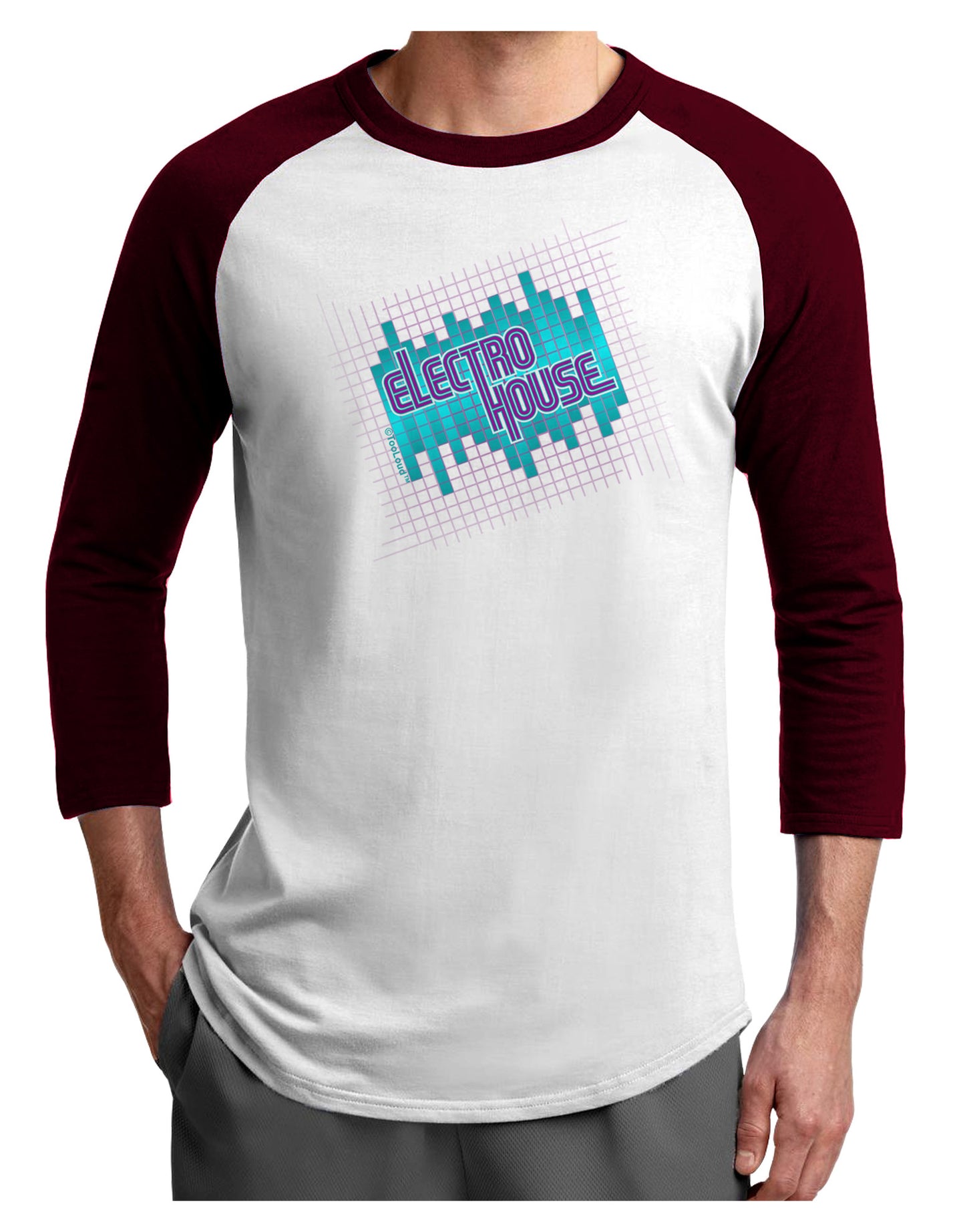 Electro House Equalizer Adult Raglan Shirt-Raglan Shirt-TooLoud-White-Cardinal-X-Small-Davson Sales