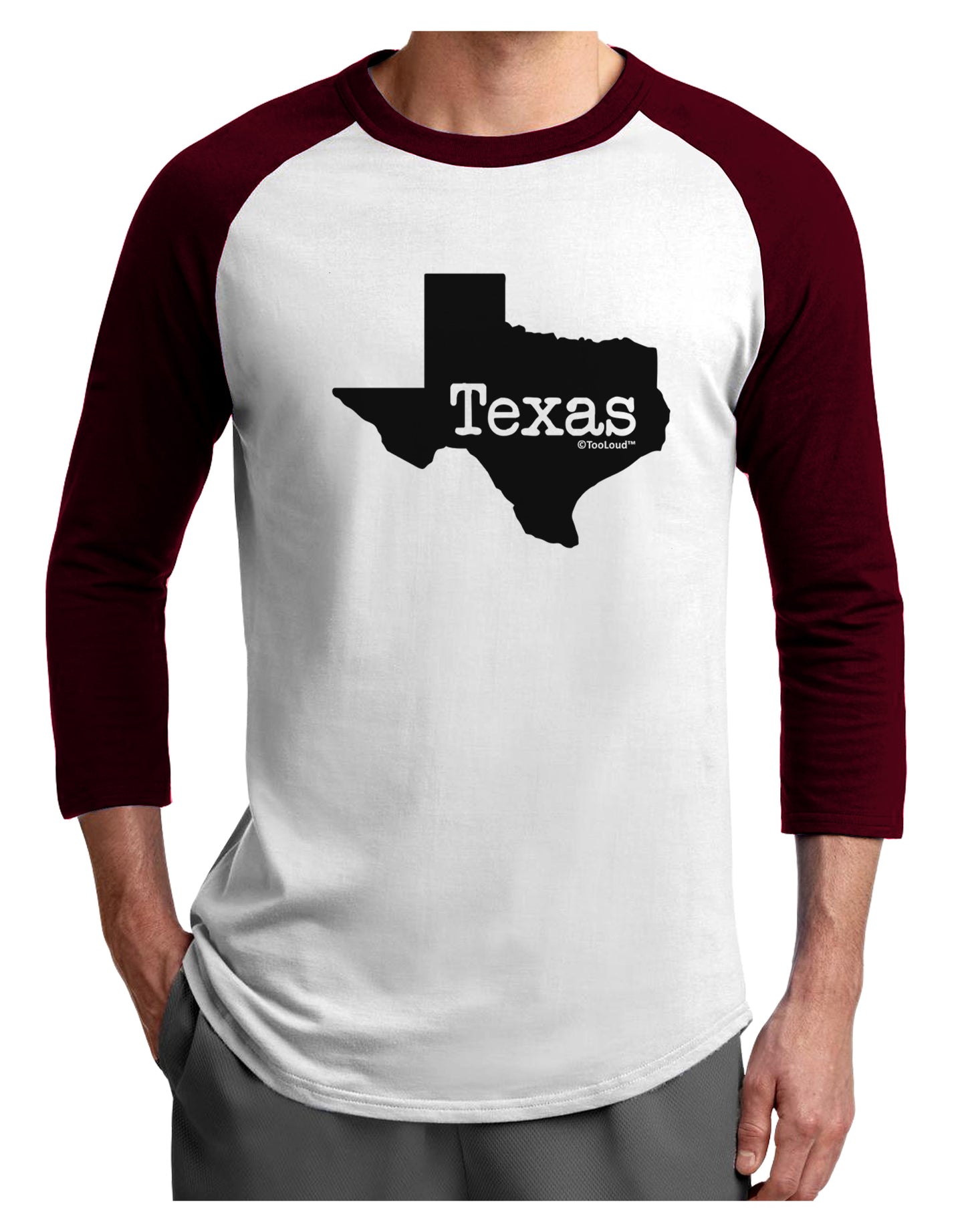 Texas - United States Shape Adult Raglan Shirt by TooLoud-TooLoud-White-Cardinal-X-Small-Davson Sales