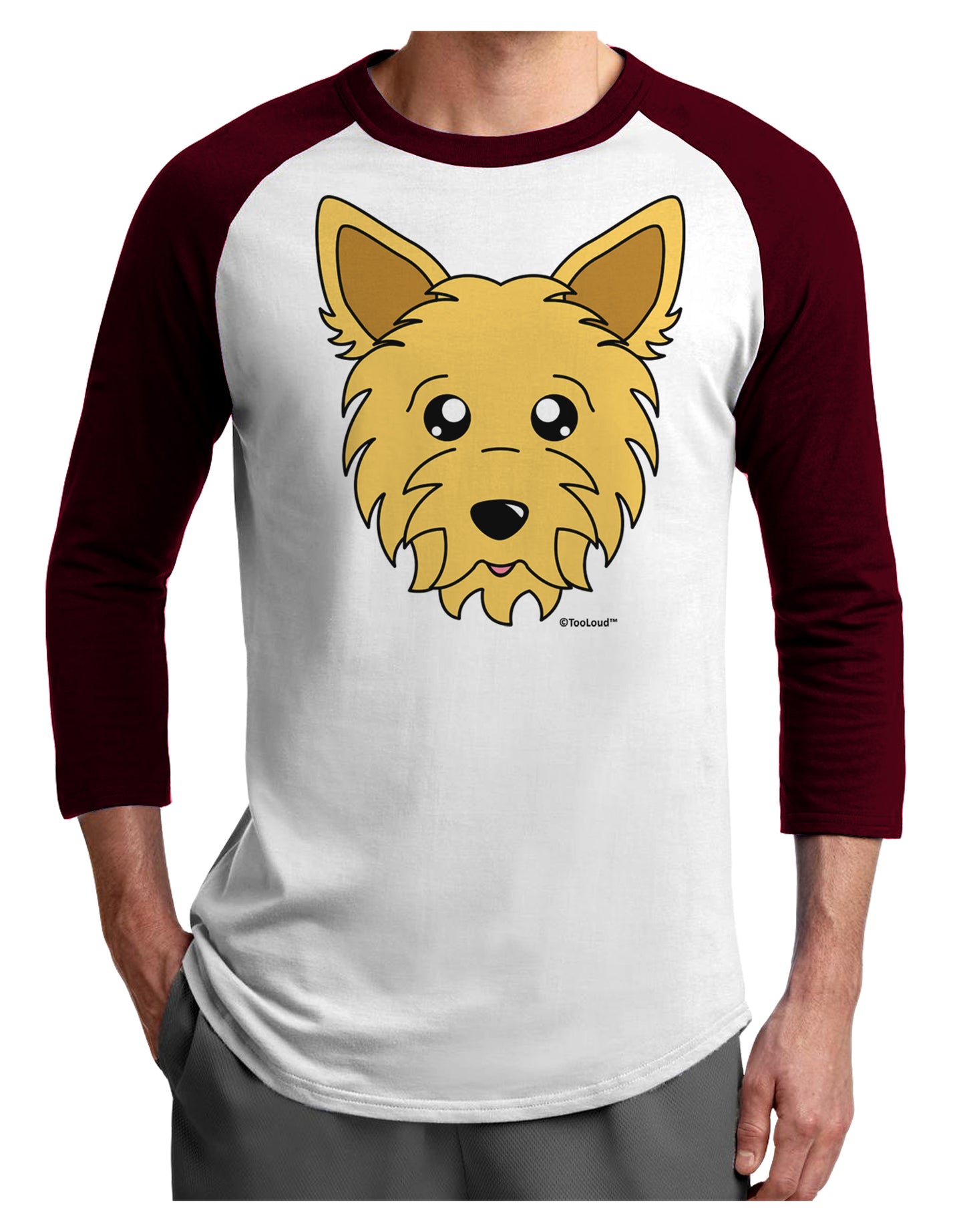 Cute Yorkshire Terrier Yorkie Dog Adult Raglan Shirt by TooLoud-TooLoud-White-Cardinal-X-Small-Davson Sales