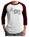 Halloween Current Year Script Text Adult Raglan Shirt-TooLoud-White-Cardinal-X-Small-Davson Sales