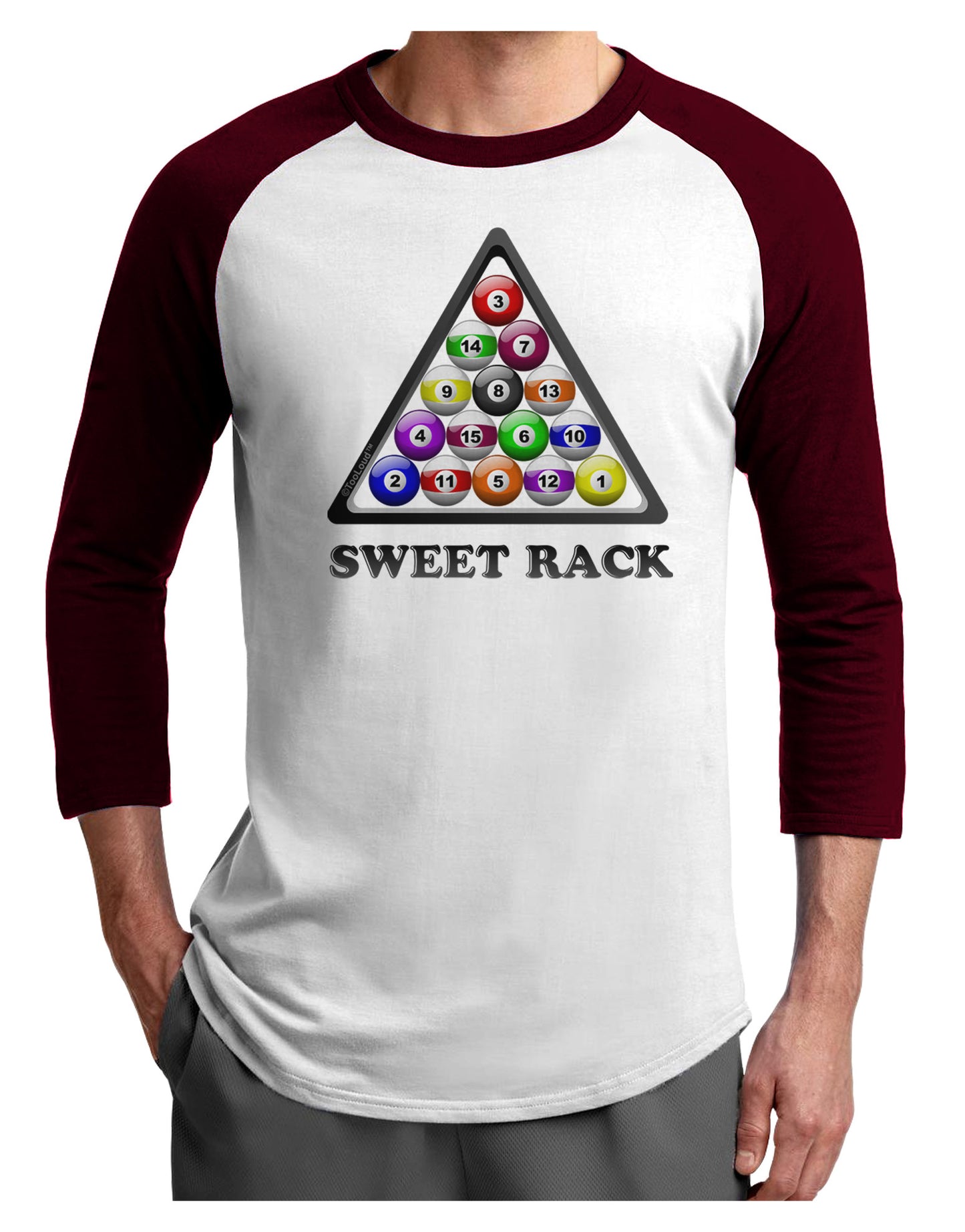 Sweet Rack - Pool Adult Raglan Shirt-Raglan Shirt-TooLoud-White-Cardinal-X-Small-Davson Sales