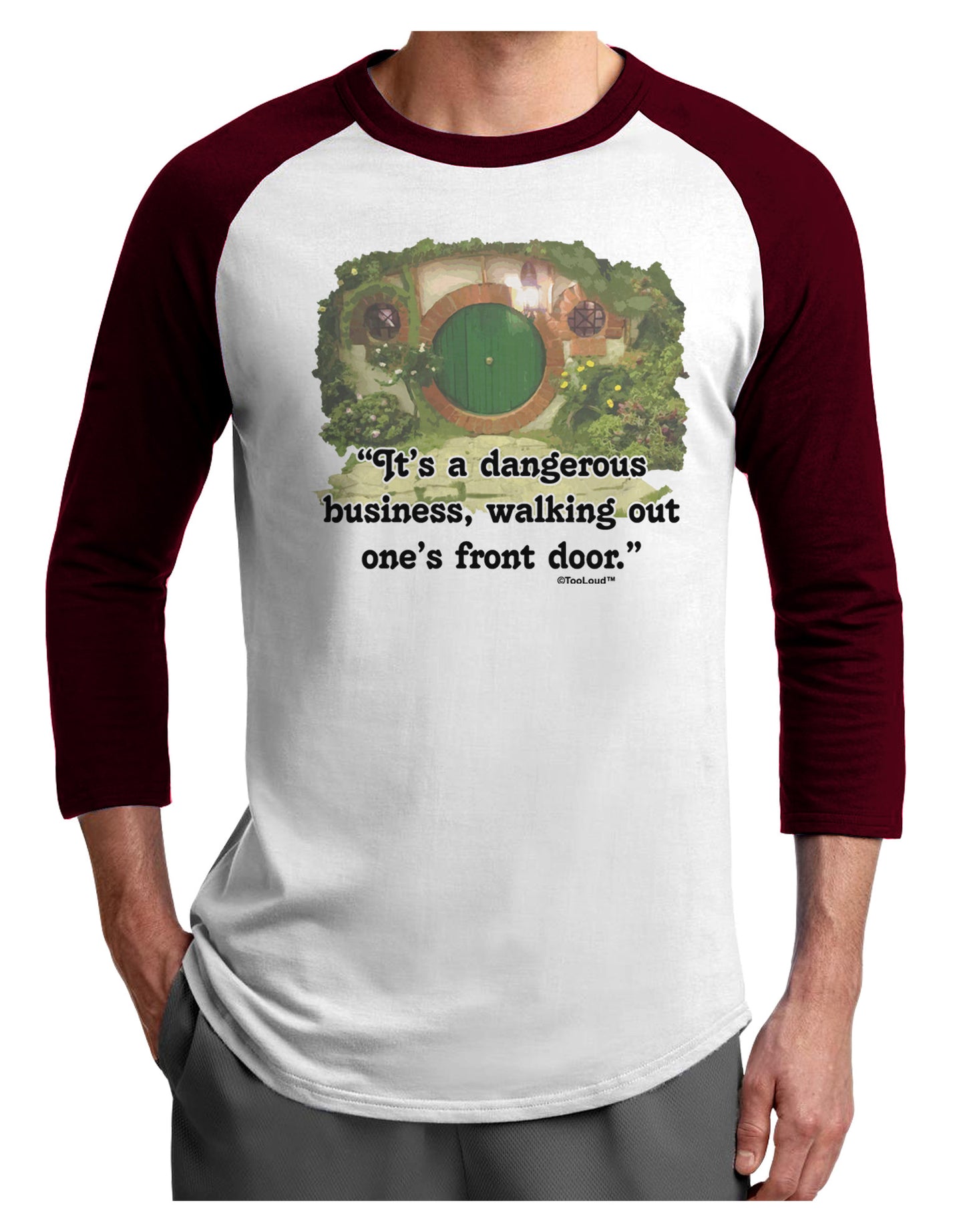 Dangerous Business Adult Raglan Shirt-TooLoud-White-Cardinal-X-Small-Davson Sales