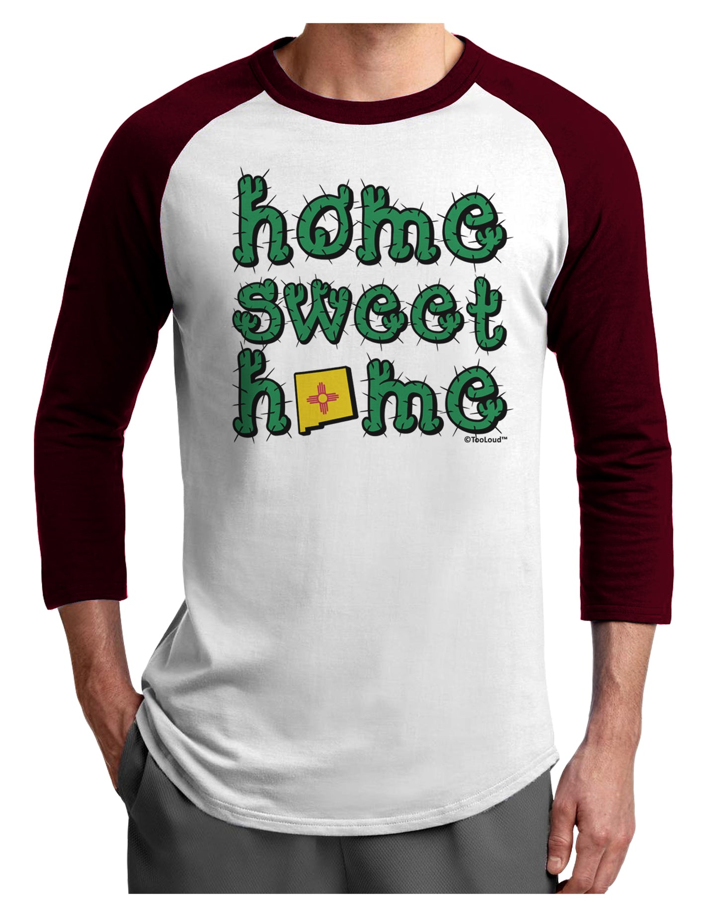 Home Sweet Home - New Mexico - Cactus and State Flag Adult Raglan Shirt by TooLoud-TooLoud-White-Cardinal-X-Small-Davson Sales