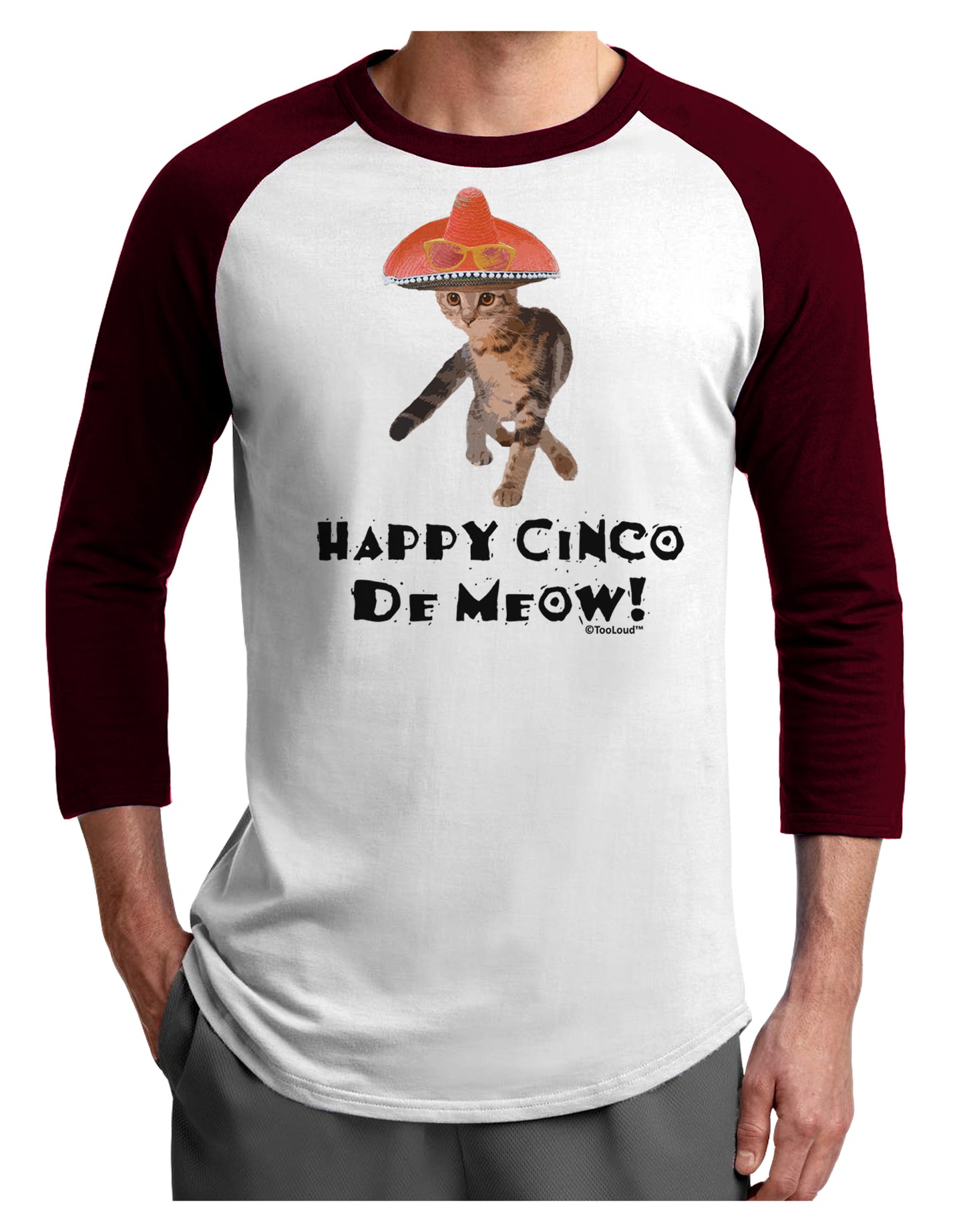 Cat with Pink Sombrero - Happy Cinco de Meow Adult Raglan Shirt by TooLoud-TooLoud-White-Cardinal-X-Small-Davson Sales
