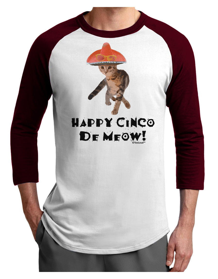 Cat with Pink Sombrero - Happy Cinco de Meow Adult Raglan Shirt by TooLoud-TooLoud-White-Black-X-Small-Davson Sales