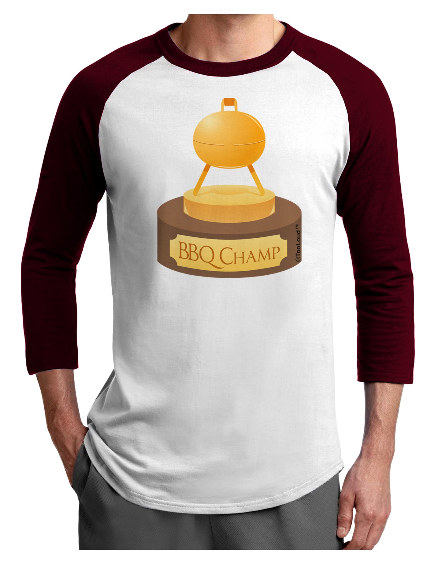 BBQ Champ - Golden Grill Trophy Adult Raglan Shirt by TooLoud-TooLoud-White-Cardinal-X-Small-Davson Sales