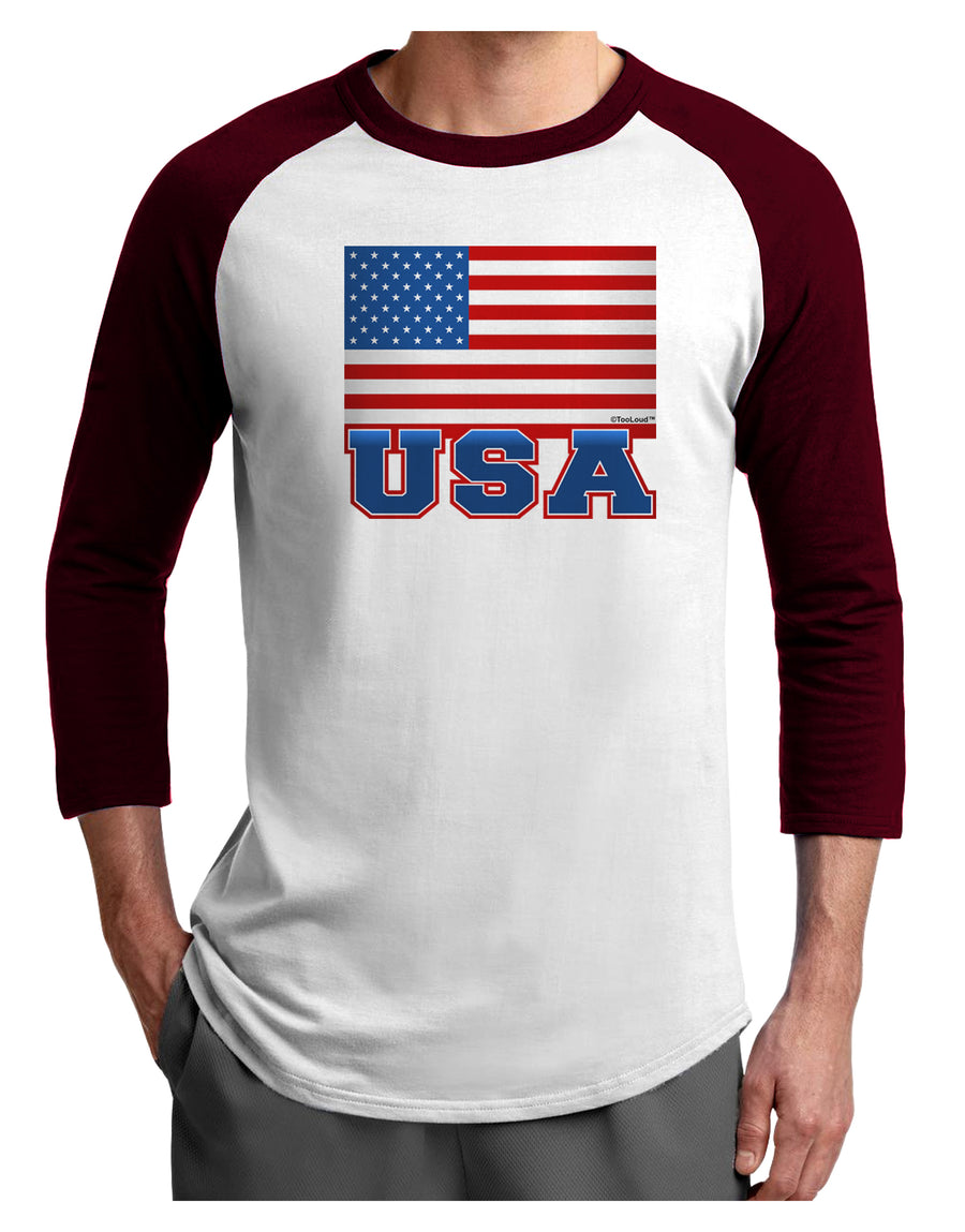 USA Flag Adult Raglan Shirt by TooLoud-TooLoud-White-Black-X-Small-Davson Sales