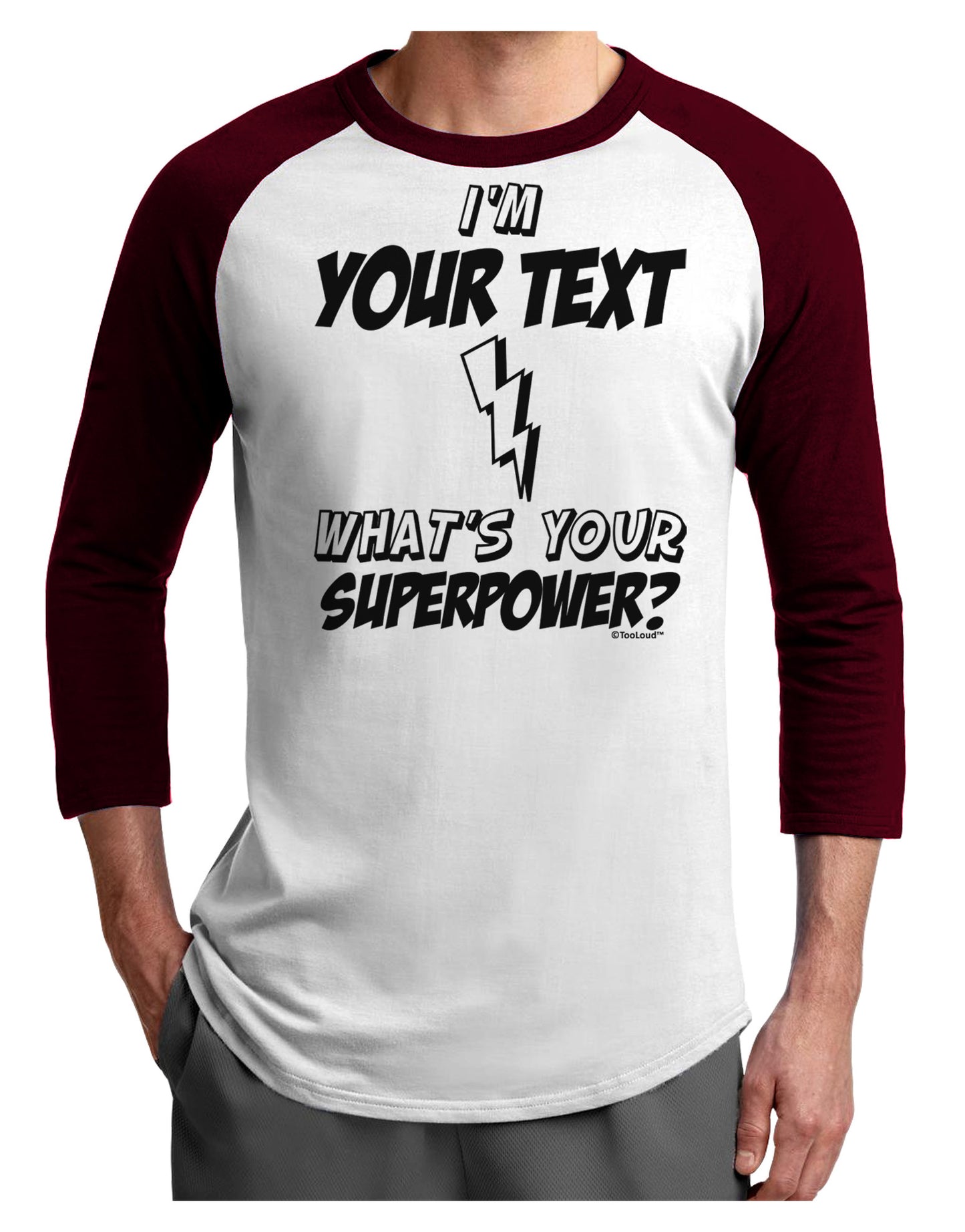Personalized I'm -Customizable- What's Your Superpower Adult Raglan Shirt-TooLoud-White-Cardinal-X-Small-Davson Sales