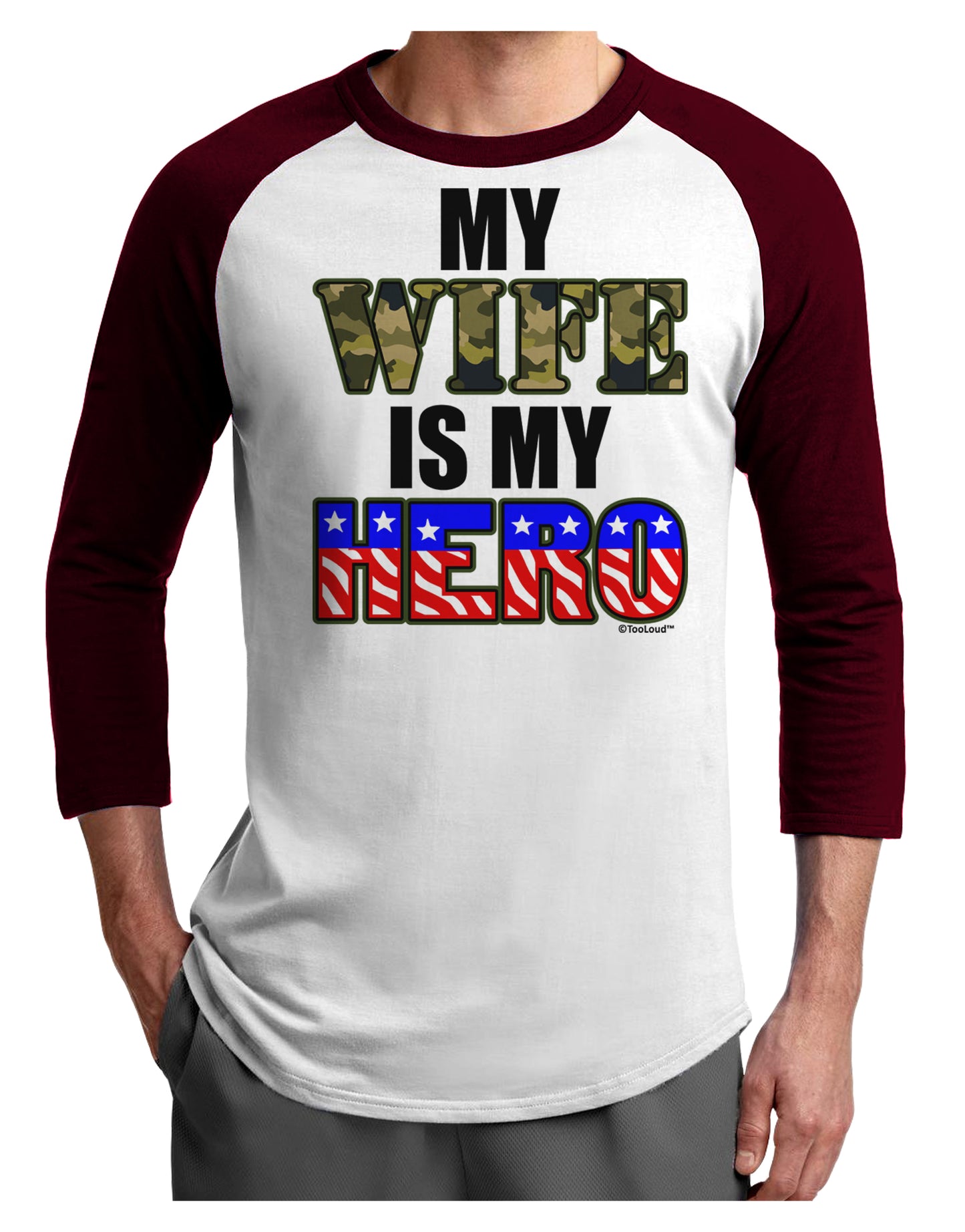 My Wife is My Hero - Armed Forces Adult Raglan Shirt by TooLoud-TooLoud-White-Cardinal-X-Small-Davson Sales