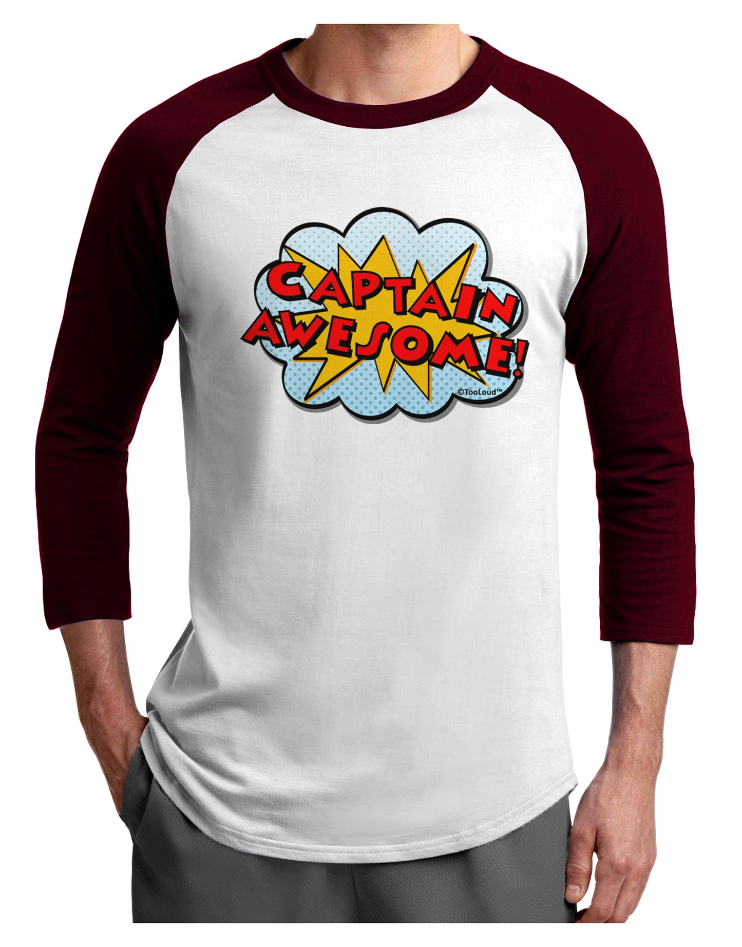 Captain Awesome - Superhero Style Adult Raglan Shirt by TooLoud-TooLoud-White-Cardinal-X-Small-Davson Sales