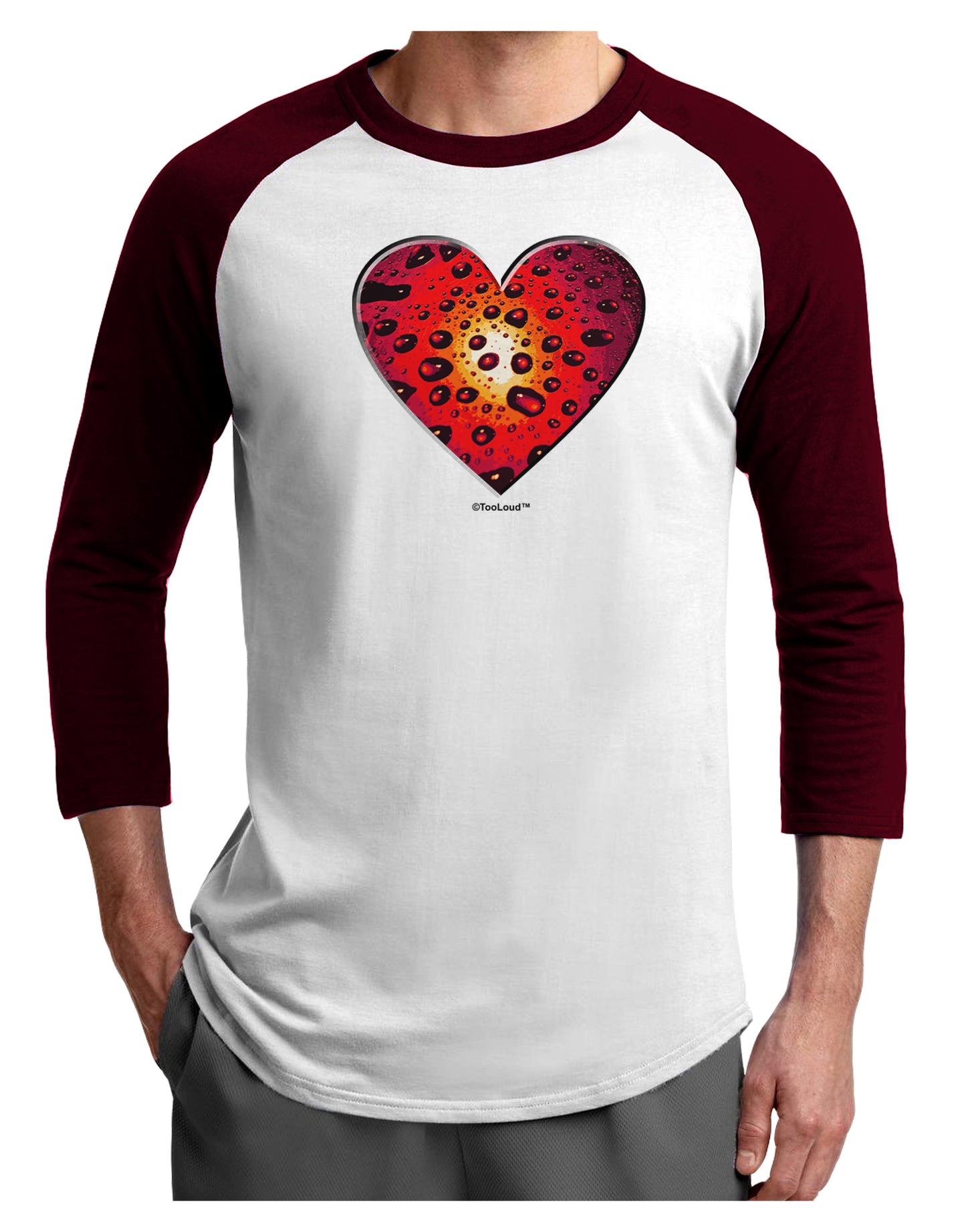 Water Droplet Heart Red Adult Raglan Shirt by TooLoud-TooLoud-White-Cardinal-X-Small-Davson Sales