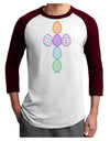 Easter Egg Cross Faux Applique Adult Raglan Shirt-Raglan Shirt-TooLoud-White-Cardinal-X-Small-Davson Sales