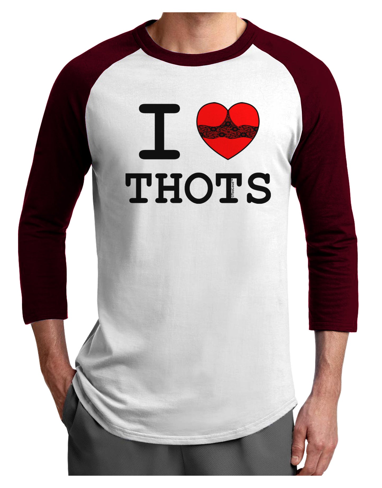 I Love Heart THOTS Adult Raglan Shirt-Raglan Shirt-TooLoud-White-Cardinal-X-Small-Davson Sales