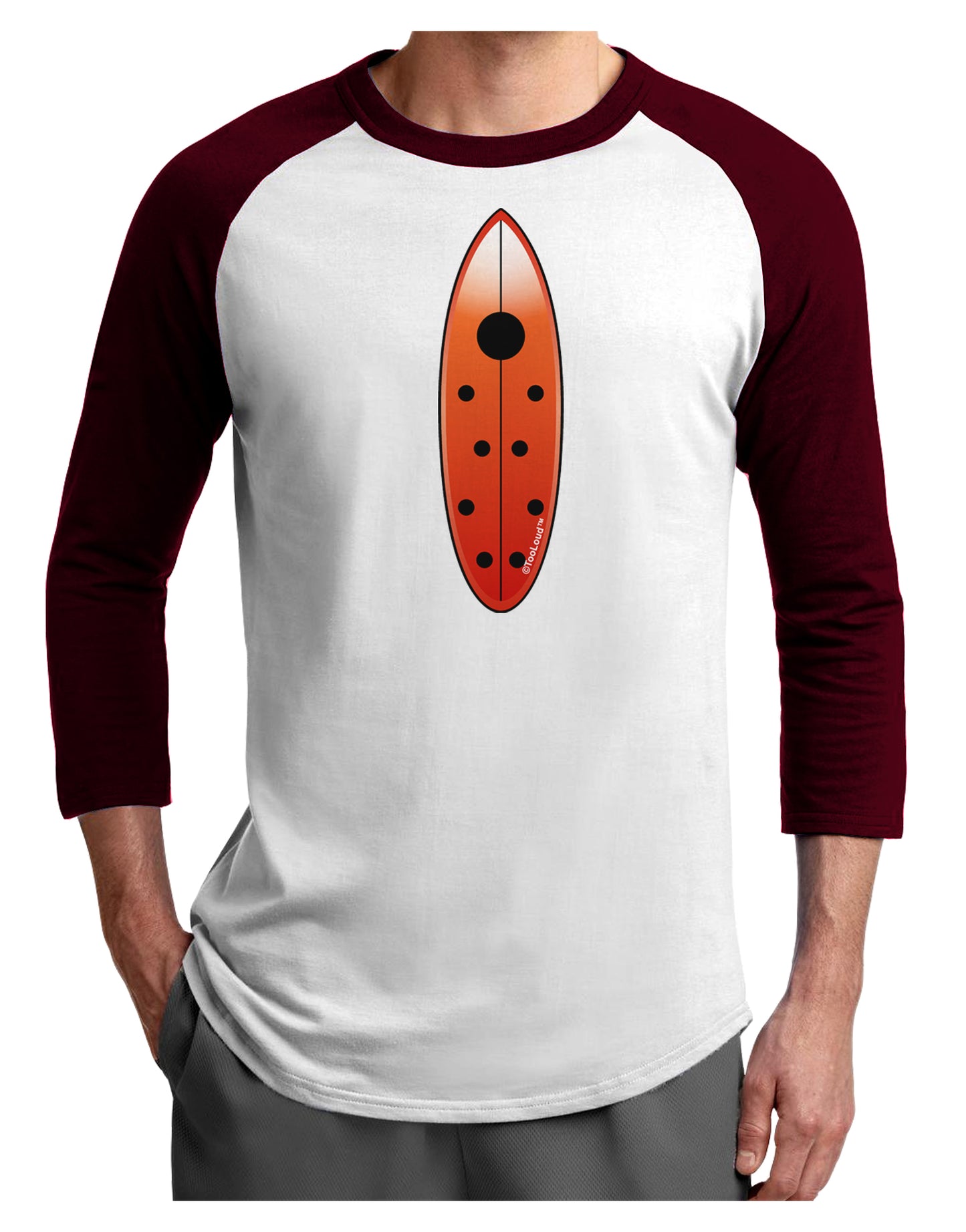 Ladybug Surfboard Adult Raglan Shirt by TooLoud-TooLoud-White-Cardinal-X-Small-Davson Sales